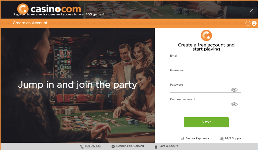 Casino.com register