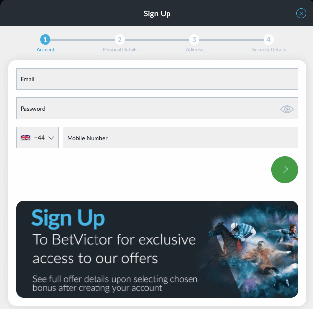 BetVictor register