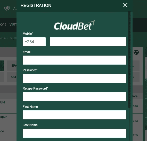 Cloudbet-Registrazione